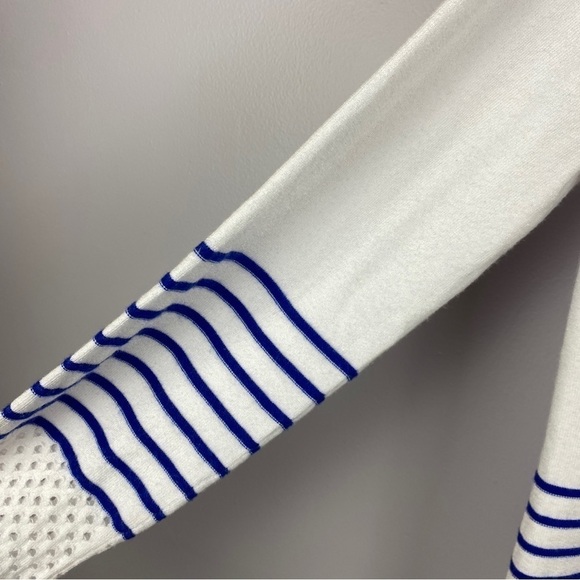 89th & Madison Open Front Rayon Blend Striped Cardigan Large White - Picture 9 of 11